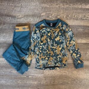 Helly Hansen Kids' Blue and Gold Base Layer Camo Set